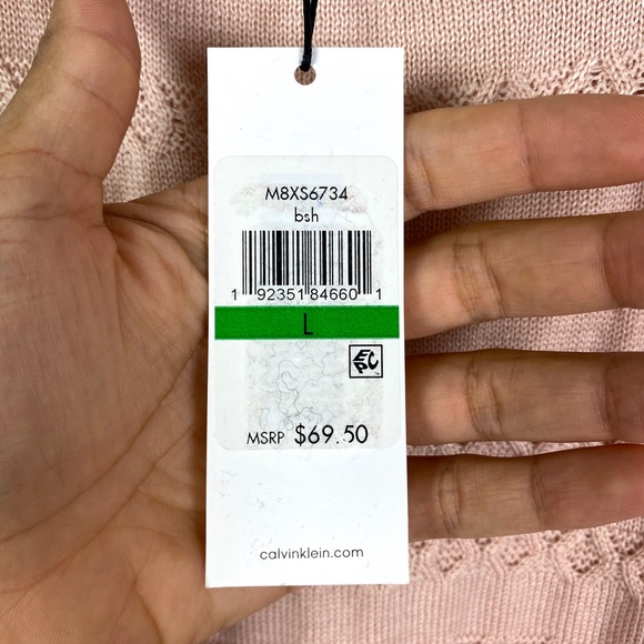 Calvin Klein Layered Crewneck Knit Sweater in Blush Pink - Picture 7 of 8